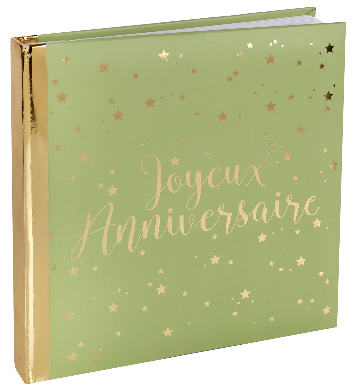 Livre d'or Joyeux Anniversaire métallisé Sauge