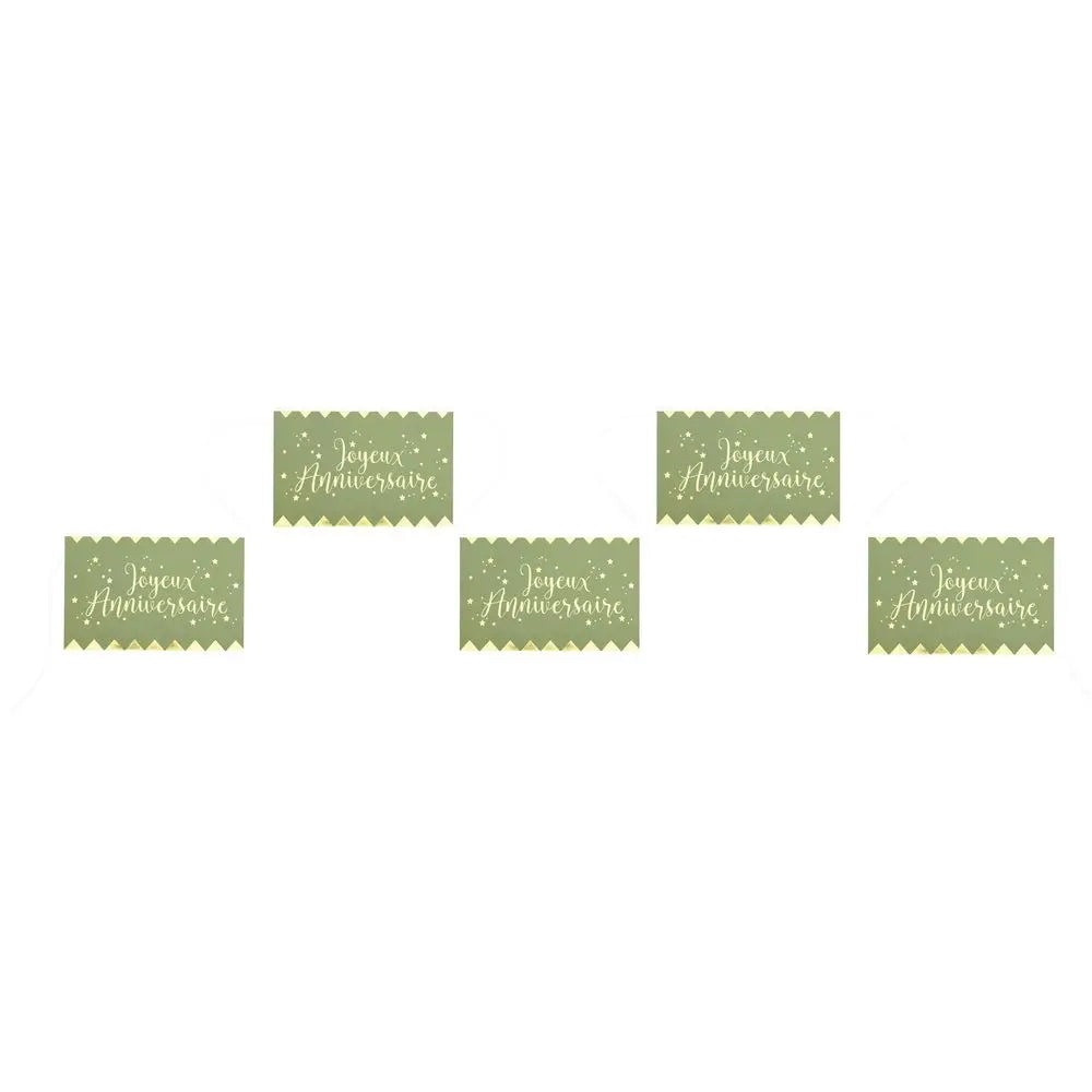 Banderole - Joyeux Anniversaire Métal Sauge