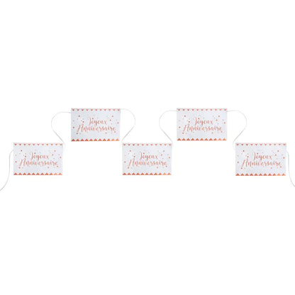  Banderole - Joyeux Anniversaire Métal Rose Gold