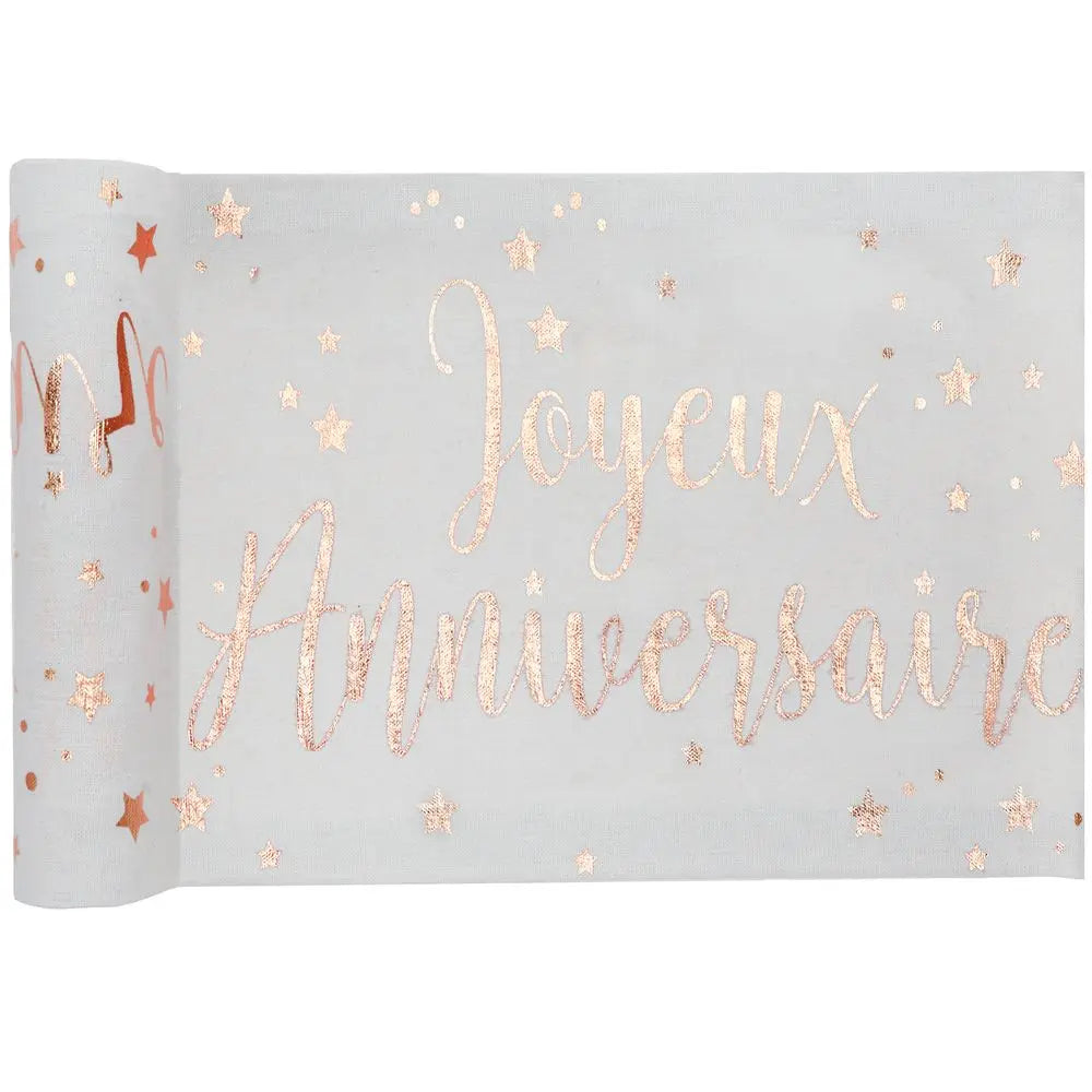  Chemin de table - Joyeux Anniversaire Métal Rose Gold