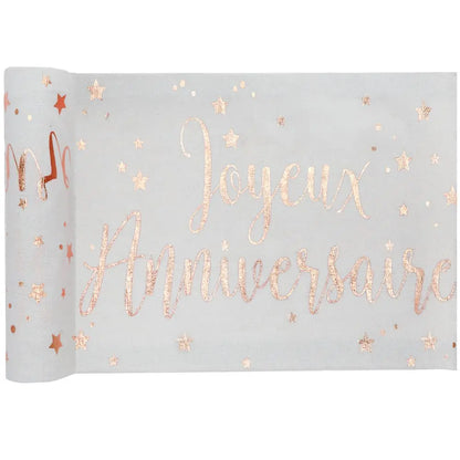  Chemin de table - Joyeux Anniversaire Métal Rose Gold