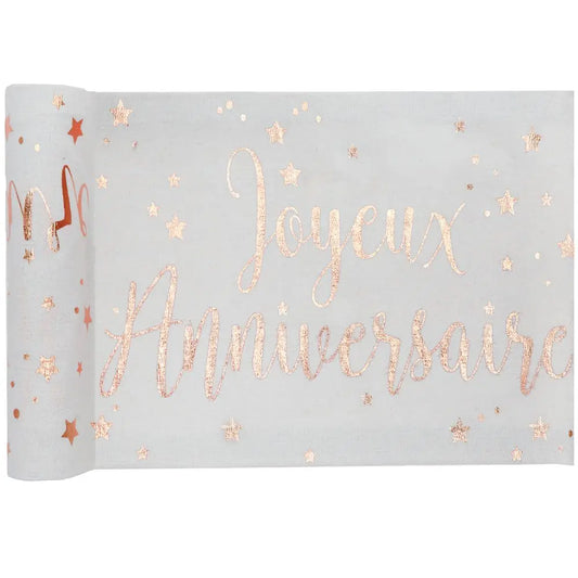  Chemin de table - Joyeux Anniversaire Métal Rose Gold