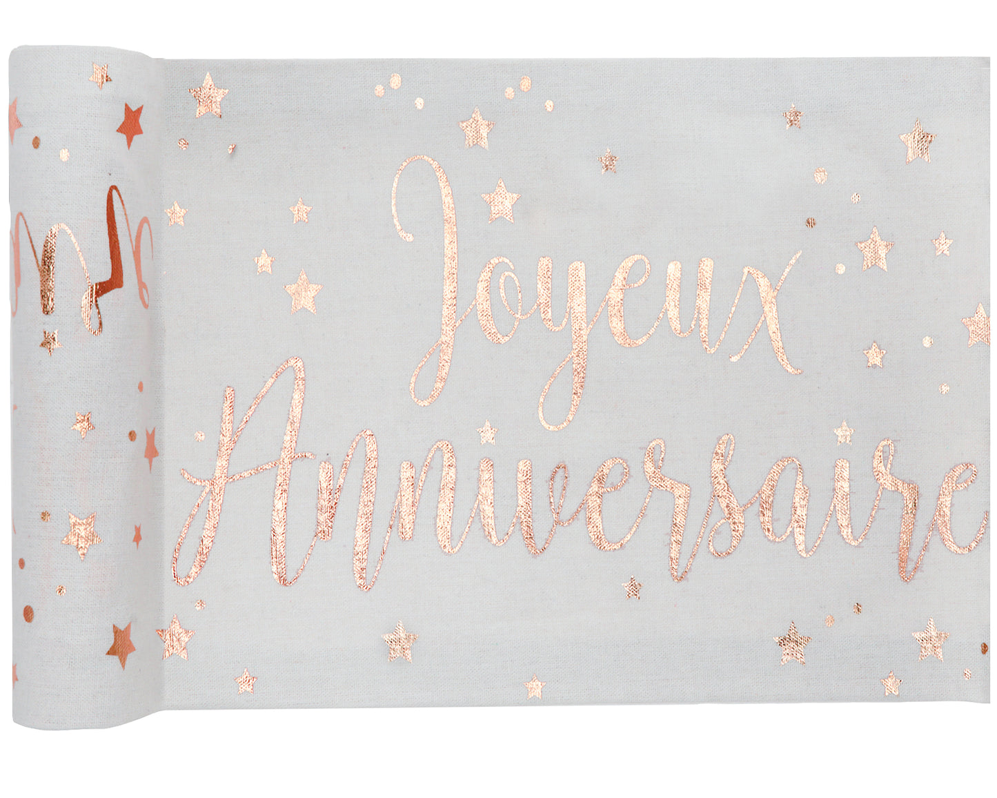  Chemin de table Joyeux Anniversaire métallisé Rose gold