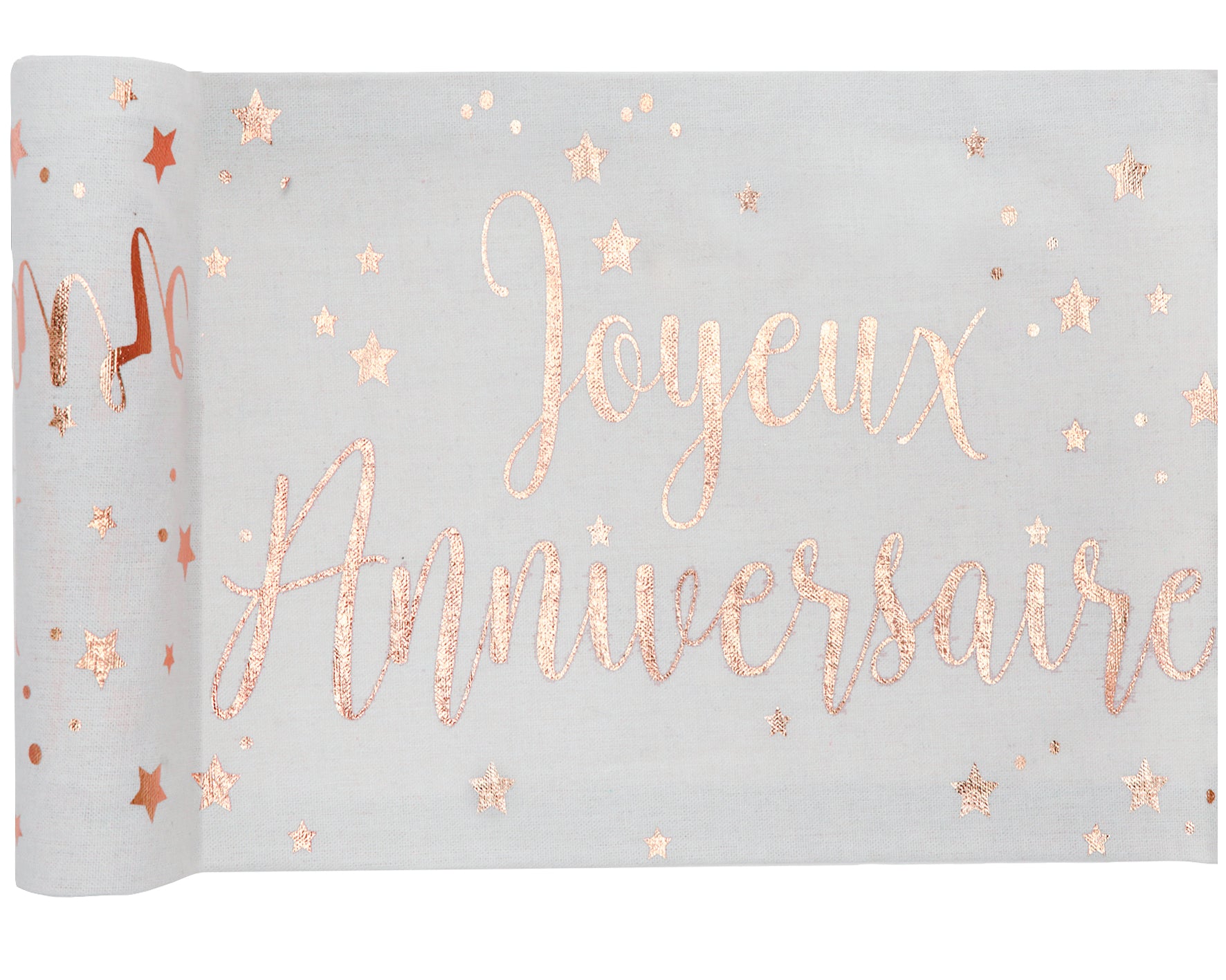  Chemin de table Joyeux Anniversaire métallisé Rose gold