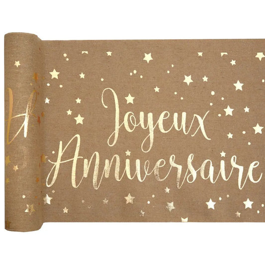 Chemin de table - Joyeux Anniversaire Métal Kraft