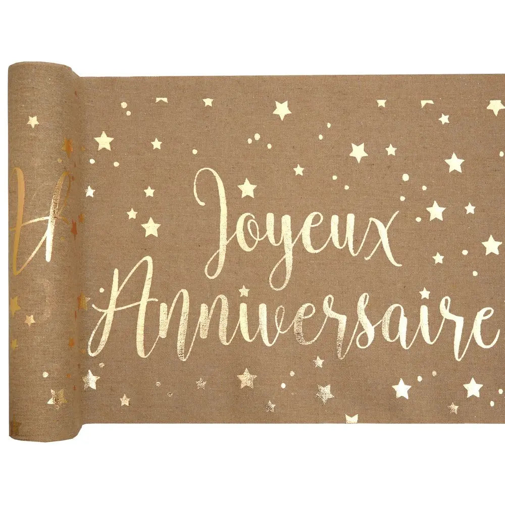 Chemin de table - Joyeux Anniversaire Métal Kraft