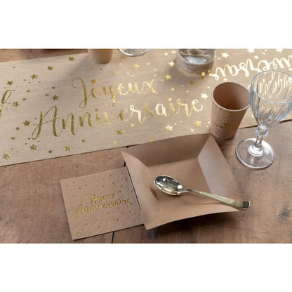Chemin de table - Joyeux Anniversaire Métal Kraft