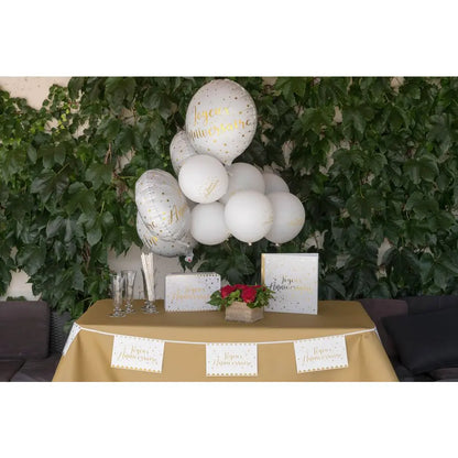  Tirelire Joyeux Anniversaire métallisé Blanc