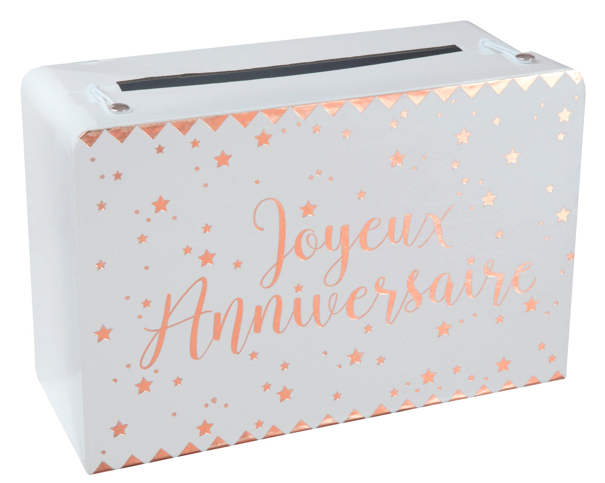  Tirelire Joyeux Anniversaire métallisé Rose gold