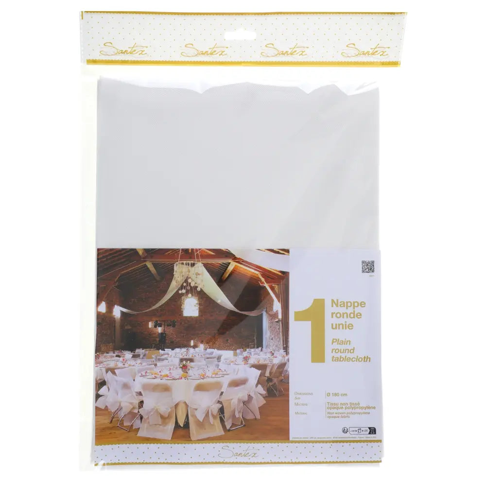 Nappe ronde unie Blanc - Diamètre 180 cm