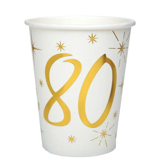 10 Gobelets en Carton 27cl - Etincelant Or - 80 Ans