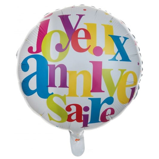 Ballon Alu 45cm - Joyeux Anniversaire Multicolore