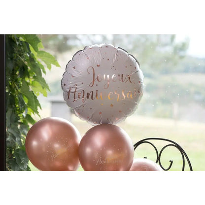  Ballon Alu 45cm - Joyeux Anniversaire Métal Rose Gold