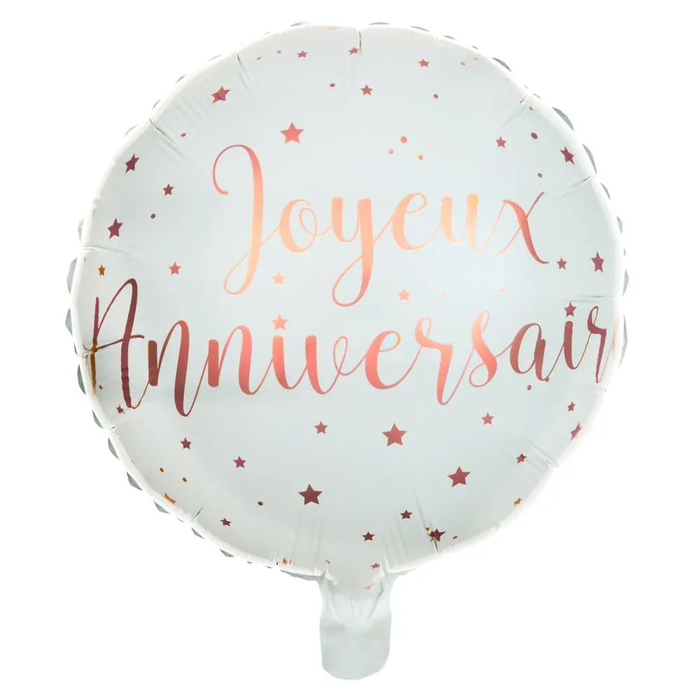  Ballon Alu 45cm - Joyeux Anniversaire Métal Rose Gold