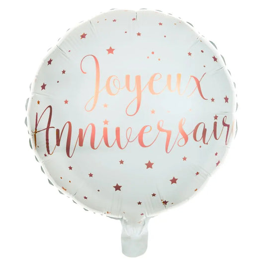  Ballon Alu 45cm - Joyeux Anniversaire Métal Rose Gold