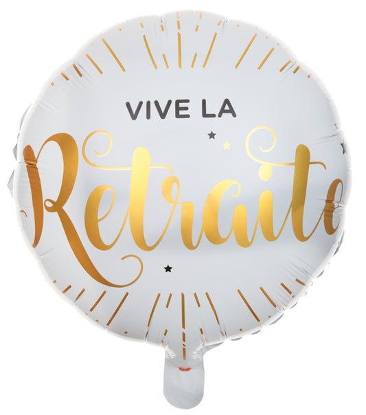 Ballon aluminium Vive la retraite Blanc