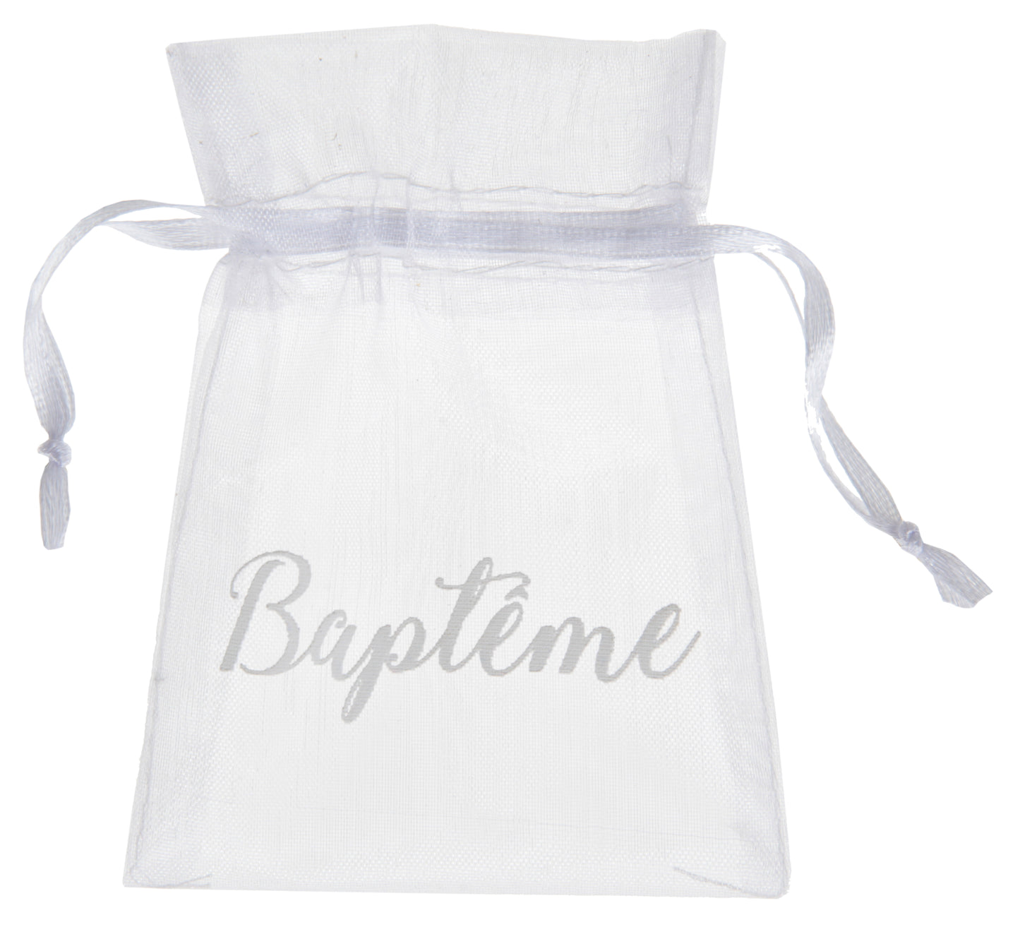 Pochon organza "baptème" blanc