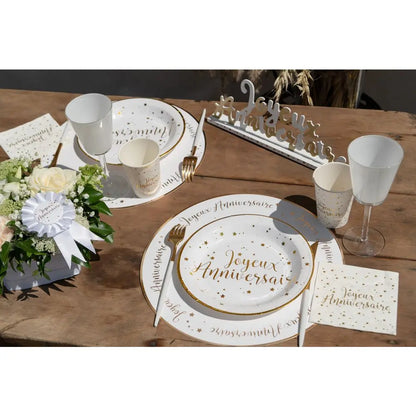 Déco de Table ''Joyeux Anniversaire'' Métal Or