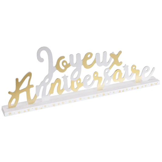 Déco de Table ''Joyeux Anniversaire'' Métal Or