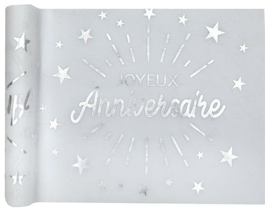  Chemin de table Anniversaire Etincelant Argent