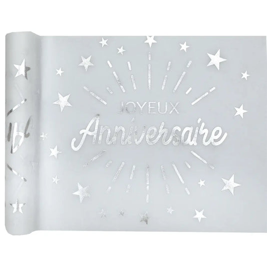  Chemin de table Anniversaire Etincelant Argent