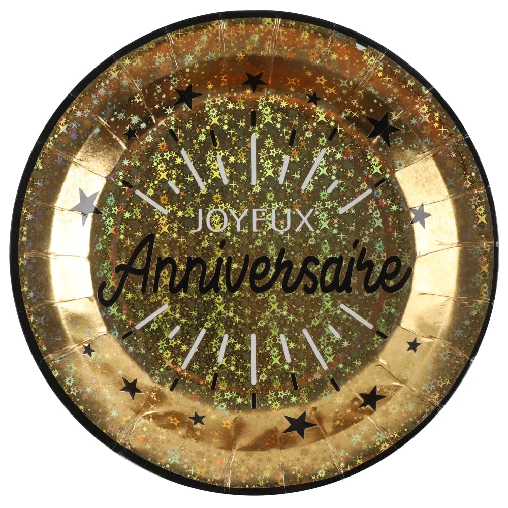  Assiette Anniversaire Etincelant Or