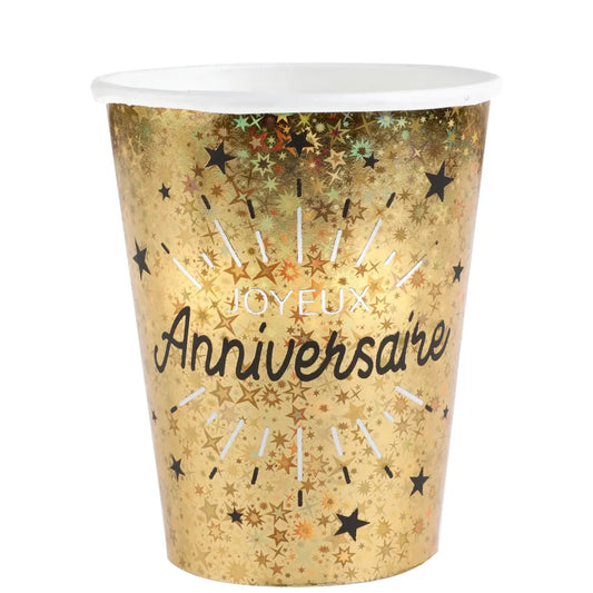  Gobelet Anniversaire Etincelant Or