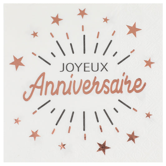  Serviette Anniversaire Etincelant Rose gold