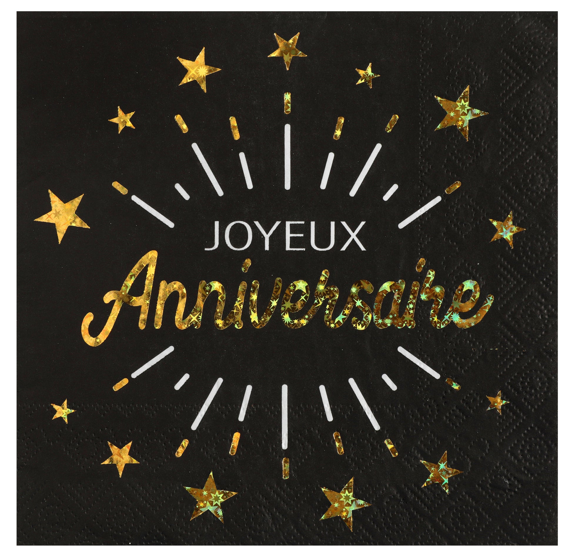  Serviette Anniversaire Etincelant Or