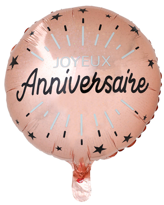  Ballon Alu Anniversaire Etincelant Rose gold