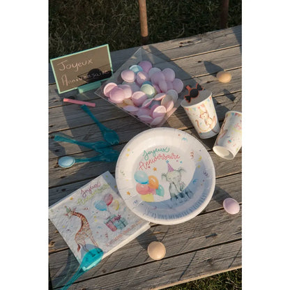 10 Assiettes en Carton D23cm - Zoo party Multicolore