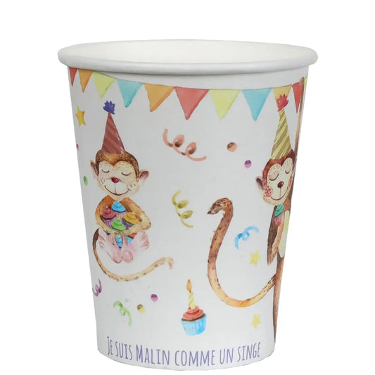 10 Gobelets en Carton 27cl - Zoo party Multicolore