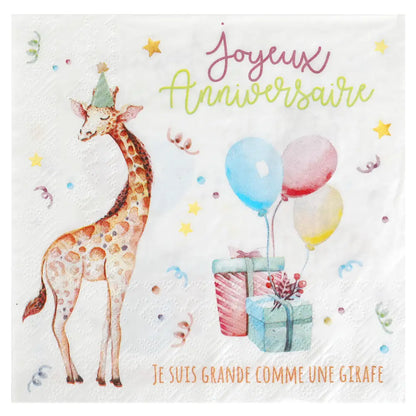 20 Serviettes en Papier 33x33cm - Zoo party Multicolore