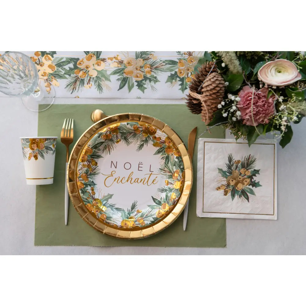 Chemin de table Eternity prédécoupé Sauge 40 cm Rouleau de 4.8 mètres