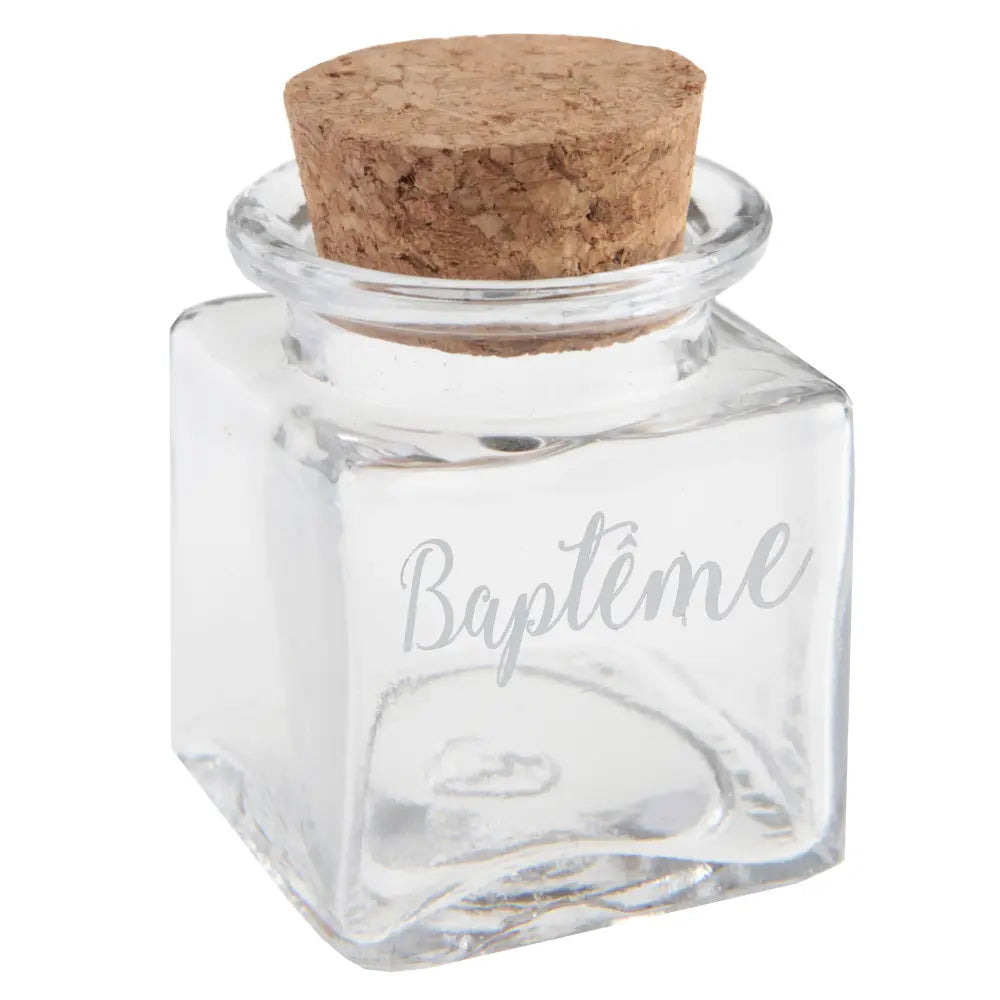 Pot Carré Transparent "Baptême" - 4 x 4 x 6 cm
