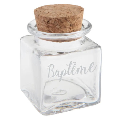 Pot Carré Transparent "Baptême" - 4 x 4 x 6 cm