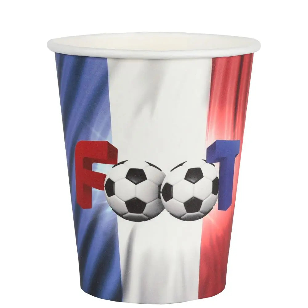 10 Gobelets "Foot" Tricolore France - 25cl