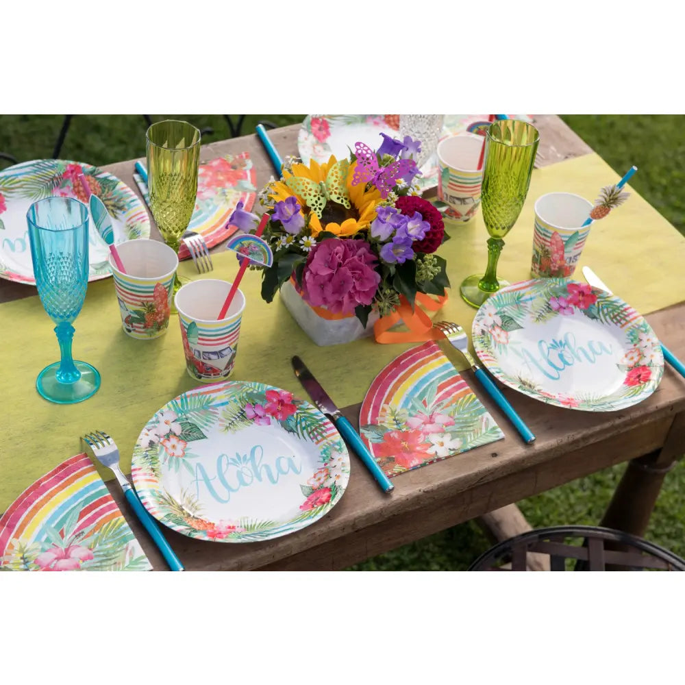10 Assiettes en Carton D22.5cm - Aloha Multicolore