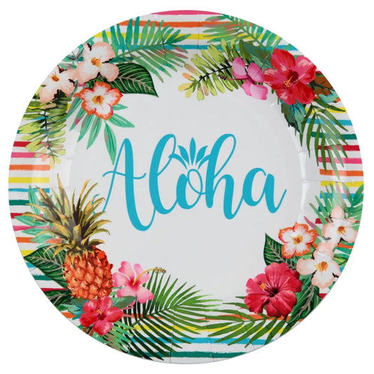 10 Assiettes en Carton D22.5cm - Aloha Multicolore