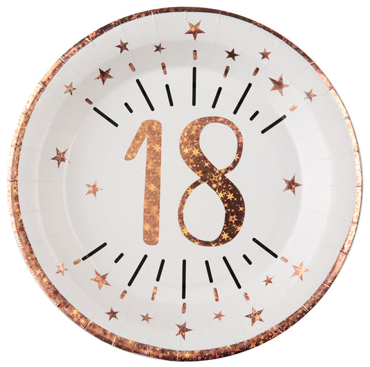  Assiette Âge étincelant rose gold 18 ans