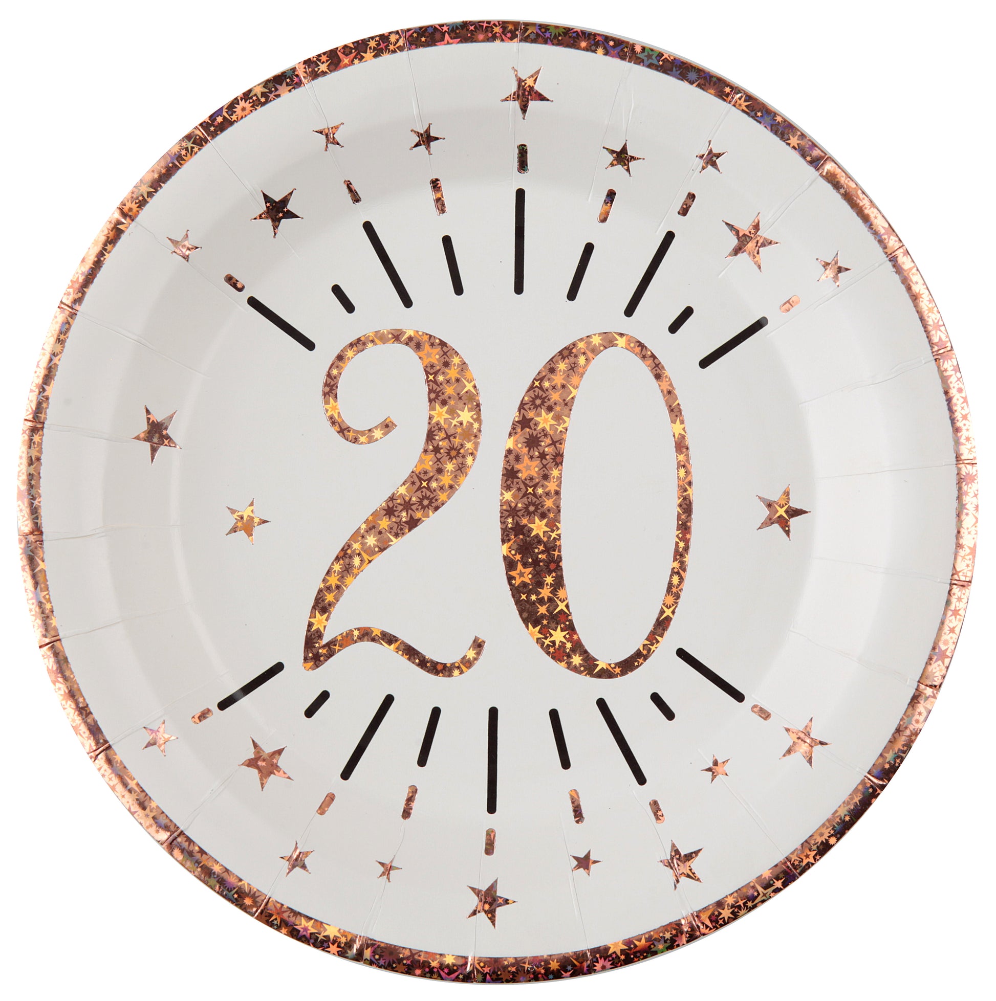  Assiette Âge étincelant rose gold 20 ans