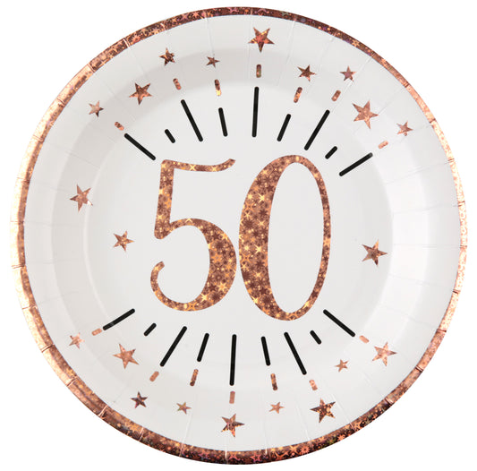  Assiette Âge étincelant rose gold 50 ans