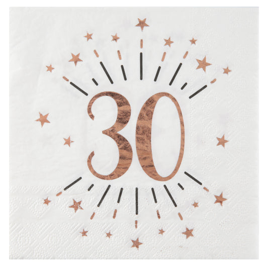  Serviette Âge étincelant rose gold 30 ans