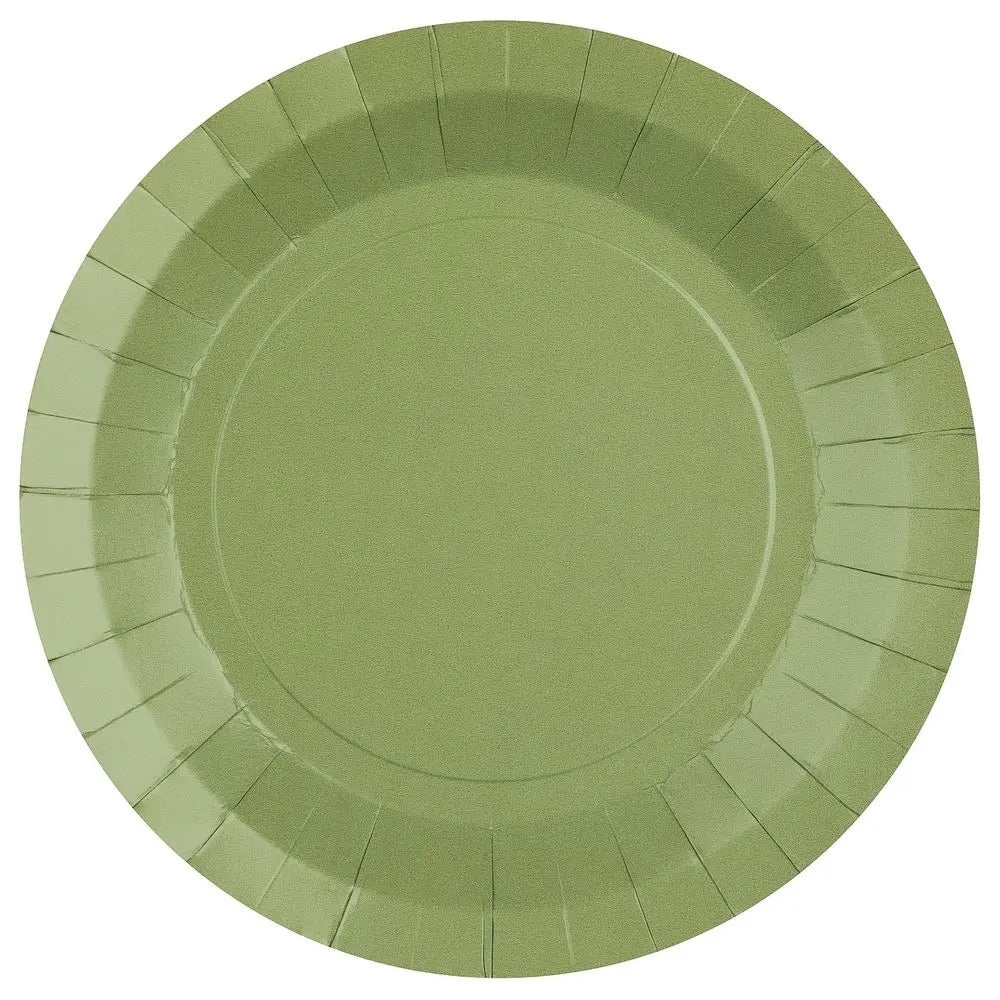 10 Grandes Assiettes en Carton D22.5cm - Olive