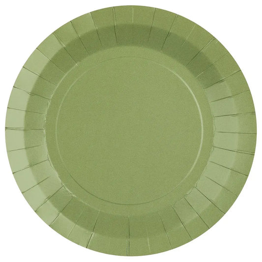 10 Grandes Assiettes en Carton D22.5cm - Olive