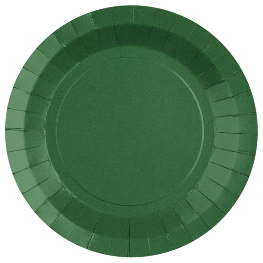 10 Grandes Assiettes Ronde - Vert foncé - Ø 22.5 cm