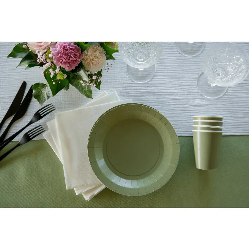 10 Petites Assiettes en Carton D17.5cm - Olive