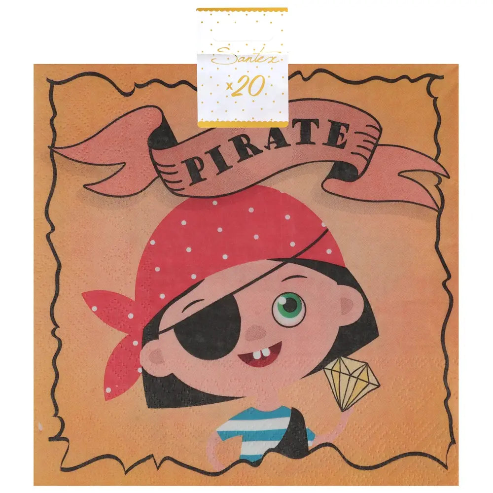 Serviette Pirate Multicolore 33 x 33 cm Sachet de 20 pièces