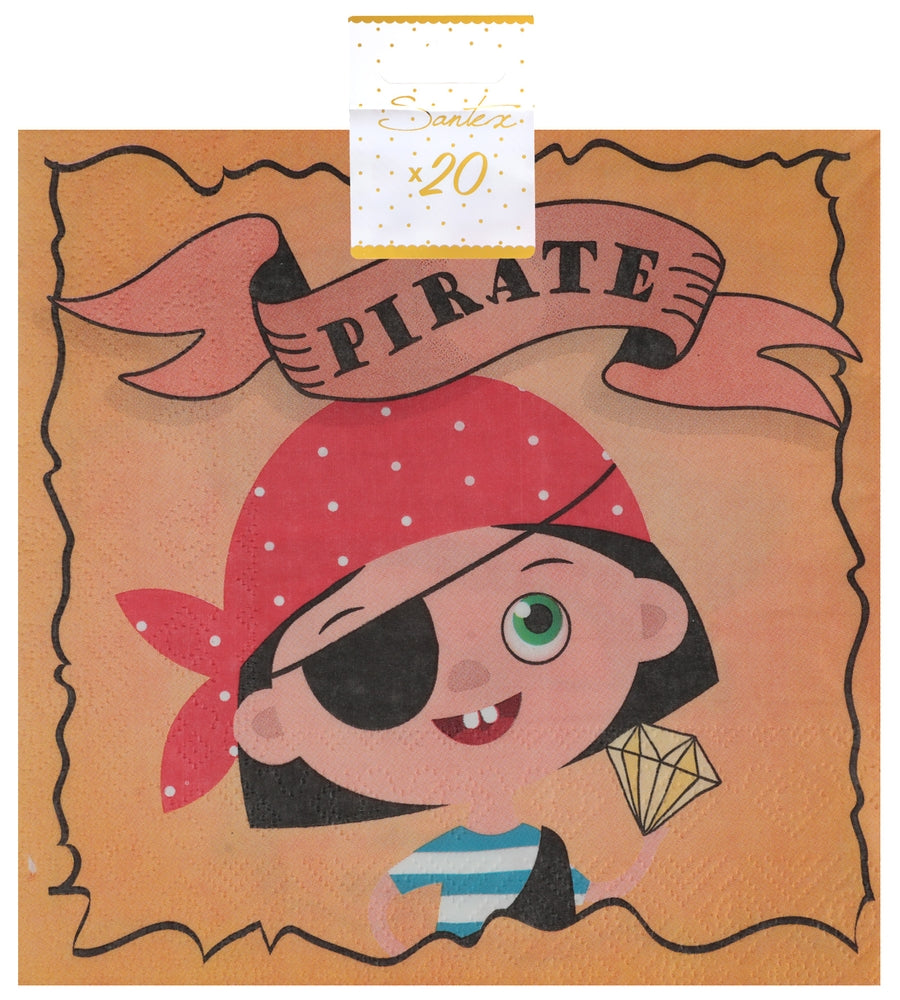 Serviette Pirate Multicolore 33 x 33 cm Sachet de 20 pièces