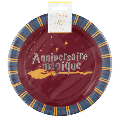 10 Assiettes sorcier "Anniversaire Magique" - Ø 22.5 cm
